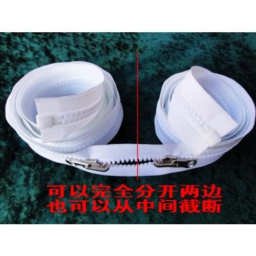 NEW 5# white resin zipper double sliders double open end 150cm 2pcs/lot zipper for diy sleeping bags tent quilt sofa accessories