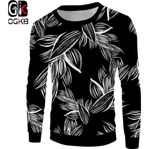 OGKB 2018 New Fashion Style 3d Printed Electronic Colorful Leaf Sweatshirt Long Sleeve Pullover Overclothes Unisex Streetwears