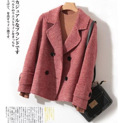 Woolen Coat Women Short Loose Casual Double-Sided Cashmere New Suit Collar Long Sleeve Oversize Female Double Breasted Outerwear