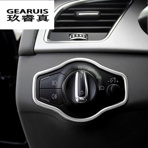 Car styling headlight switch panel decorative frame cover trim stainless steel sticker strip for Audi A4 B8 Q5 2009-2016 Year A5