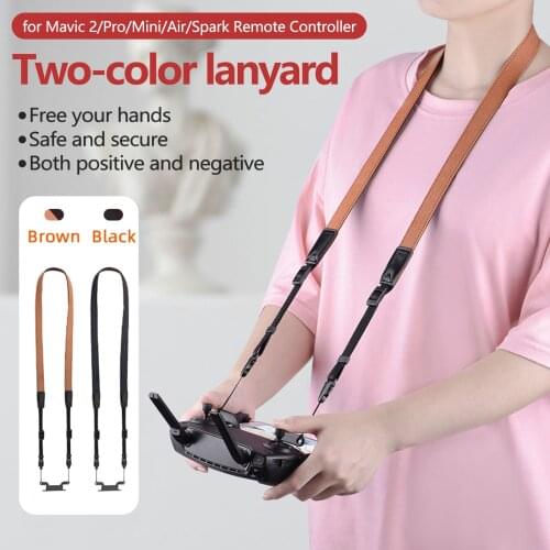 SUNNYLIFE Adjustable Anti-Fall PU Leather Neck Strap Rope Lanyard for DJI Mavic 2 Pro Mini Air Spark Drone Remote Controller