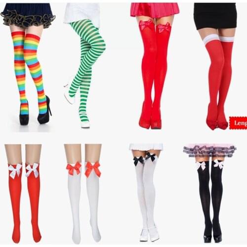 Merry Christmas Woman Stockings Stretch Sexy Stockings Striped Knee Socks Cosplay Party Decor for Halloween Navidad New Year