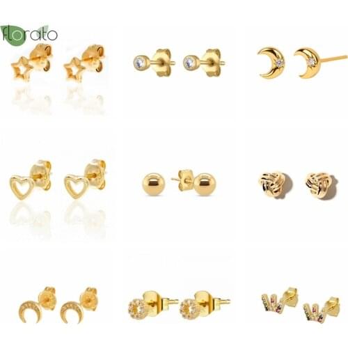 925 Silver Ear Needle Earrings Jewelry Mini Heart-Shaped Stud Earrings for Women 2021 Fashion Ladies Joyas Star Pendants Ohrring