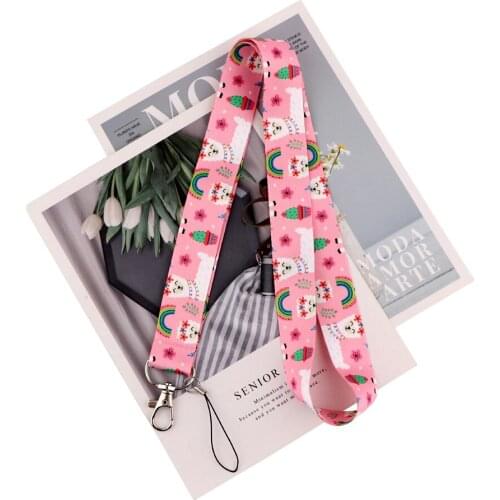 ZF3068 1pcs Kawaii Pink Alpaca Personality Card Holder ID Holder Bus Card Holder Staff Card Lanyard For Keys Phone DIY Hang Rope