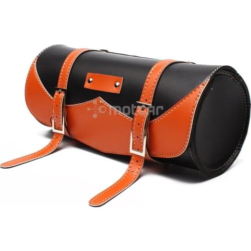 Motorcycle Scooter SaddleBag Front Rear Tool Bag PU Leather Motorbike Bags Barrel Shaped Bag For Harley Chopper Suzuki Honda
