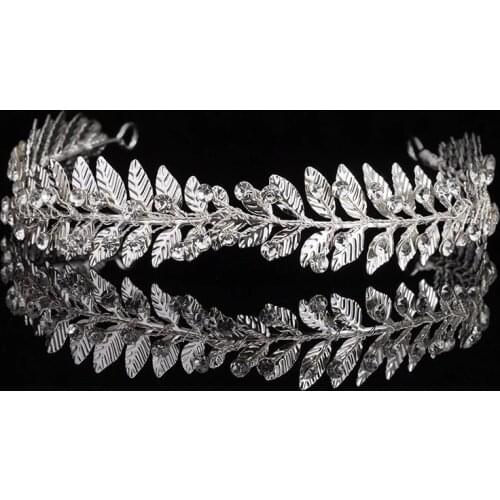 Bridal Hair Accessories Hair Bands Korean Color Leaves Wreath Vintage Crystal Wedding Tiara Headband Women Girls Hair Crow