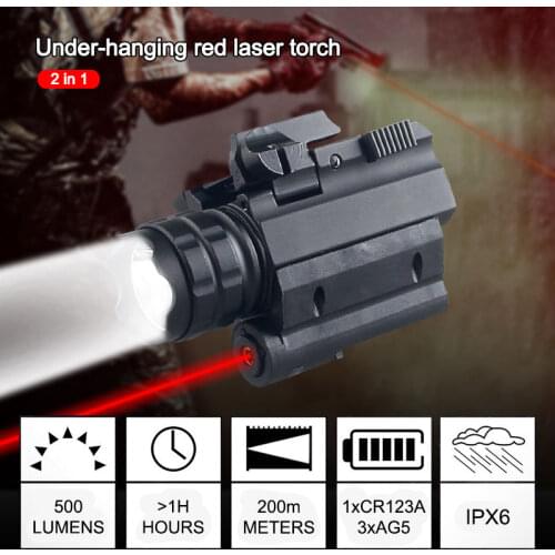 Tactical LED Weapon Gun Light Compact Red Dot Laser Sight Airsoft Under-hanging Mini Pistol Gen for 20mm Rail Builded-in Battery