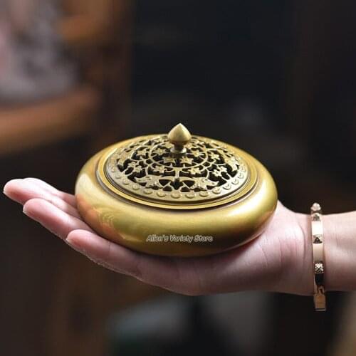 Heavy Beautiful furnace Metal Brass Copper Coils incense Zinc Alloy Censer Thurible burner Coil Incense burner Incensory
