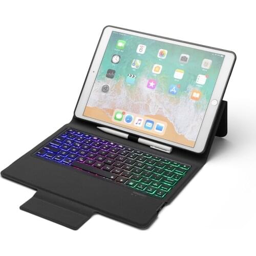 Ultra Thin 7 Colors LED Backlit Wireless Bluetooth Keyboard Case Stand Smart Cover With Pencil Holder For iPad Pro 10.5 Tablet