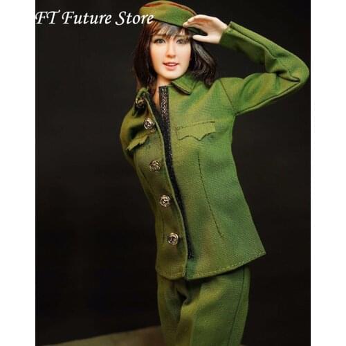 In Stock 1/6 Korean Green Military Female Soldier Figure Accessory Costume Mother Clothes + Trousers + Cap Model for 12" Body