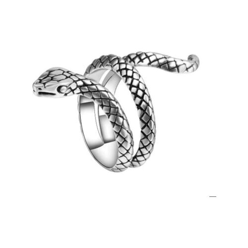 WANGAIYAO ladies ring domineering jewelry punk personality ring silver-plated alloy animal snake shape male ring