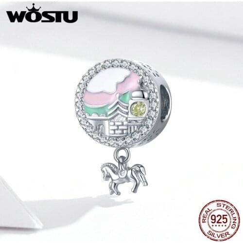 WOSTU Fantasy Castle 925 Sterling Silver Beads Charms Silver 925 Original For Bracelet Silver 925 original Jewelry Making