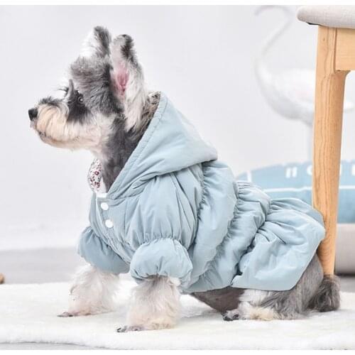 Winter Warm Pet Dog Bubble Dress Pet Hooded Coat Clothing for Small Medium Dogs Cats