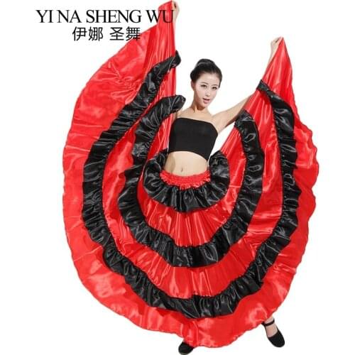 1pc Women Belly Dance Costumes Spanish Bullfighting Dance Skirt Dance Practice Skirt Belly Dance Performance Gypsy Long Skirt