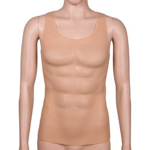 1750g Soft Silicone Fake Chest Mans Upper Piece Pecloralis Muscle Vest Bodysuit Realistic Crossdresser Torso Costume