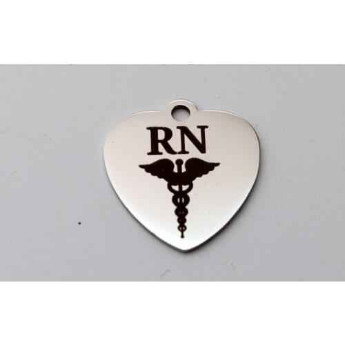 20pcs RN Registered Nurse Caduceus Medical Symbol Charms Stainless Steel Pendant RN Charm DIY Handmade Accessories