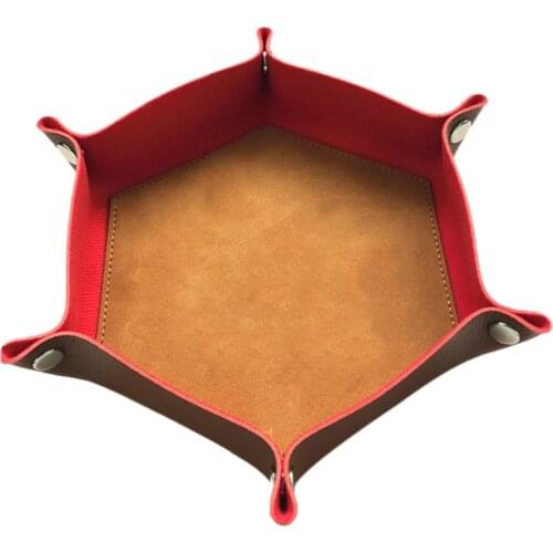 448D Folding Dice Tray Dice Holder Storage Box for Rolling Dice Games Metal Dice Rolling Tray PU Leather and Velvet