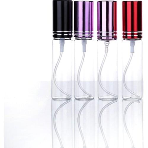 5pcs 10ML Portable Clear Glass Fillable Perfume Bottle with Nebulizer Empty Cosmetic Container and Sprayer Travel