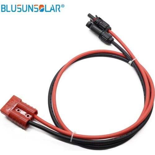 50A 600V double hole battery connector with 1 meter 4mm2 solar wire Red and Black for solar panel