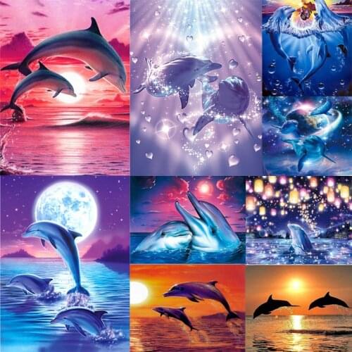 EverShine Diamond Embroidery Dolphin Cross Stitch Diamond Painting Kits Mosaic Animals Sale Rhinestones Art Handwork Gift