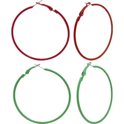 1 Pair Large Colorful Round Hoop Earrings For Women Diameter 6cm Circle Korean Earrings Fashion Classic Jewelry