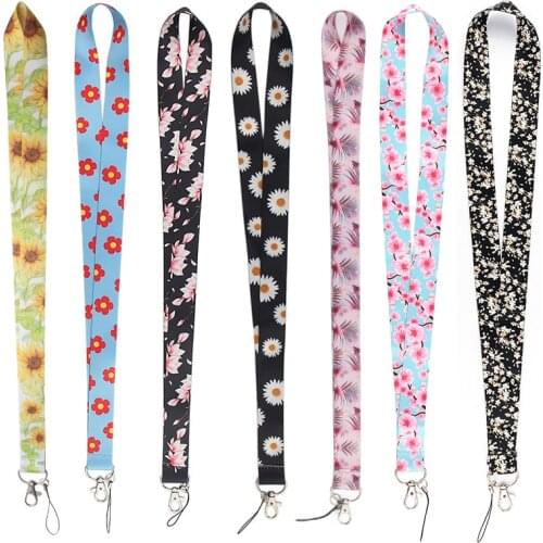 CA1394 Daisy Flower Lanyards For Keys Phone Neck Strap Hang Rope Student Badge Holder Keychain Lanyard For Friends