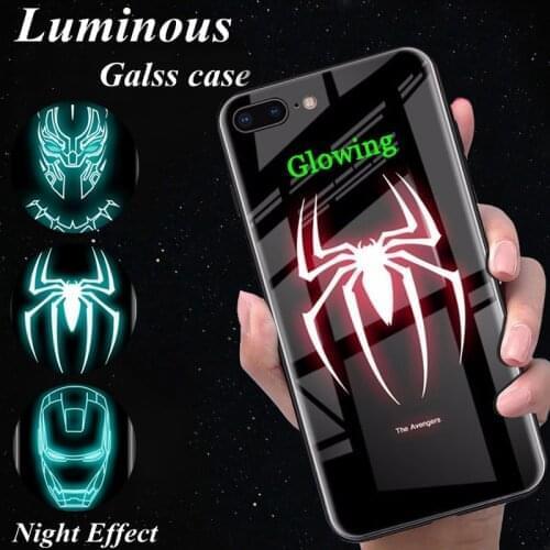 Luminous Tempered Glass phone Case For iPhone 11 Pro MAX XS MAX XR 8 7 6 6s Plus X Samsung S8 S9 S10 Plus Note 8 9 10 Pro Fundas