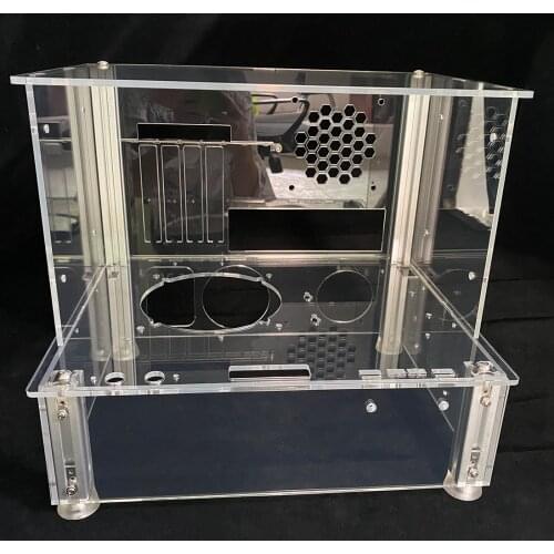 ATX 24.4 x 30.5cm Open Style Full Transparent UV Printing Acrylic Desktop Computer Skeleton DIY Chassis Case