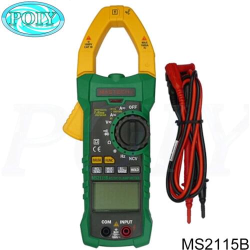 MASTECH MS2115B True RMS Digital Clamp Meter Multimeter DC AC Voltage Current Ohm Capacitance Frequency Tester with USB