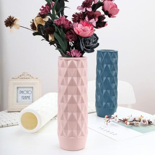Geometric Plastic Flower Vase Nordic Decoration Home 2021 New Decorative Vases Living Room Decoration Vase