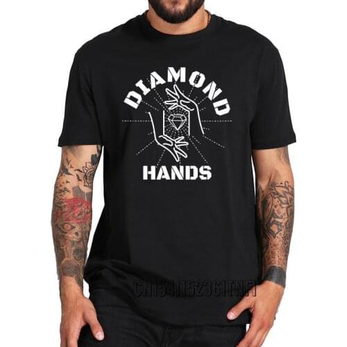 GME Diamond Hands Autist Stonk Market Stock WHT Text T Shirt For Men Gamestonk Tshirt Pure Cotton Soft Camisetas