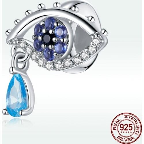 Hot sale 925 sterling silver eye of mystery charm zircon pendant fit bracelet jewelry accessories silicone bead making for women