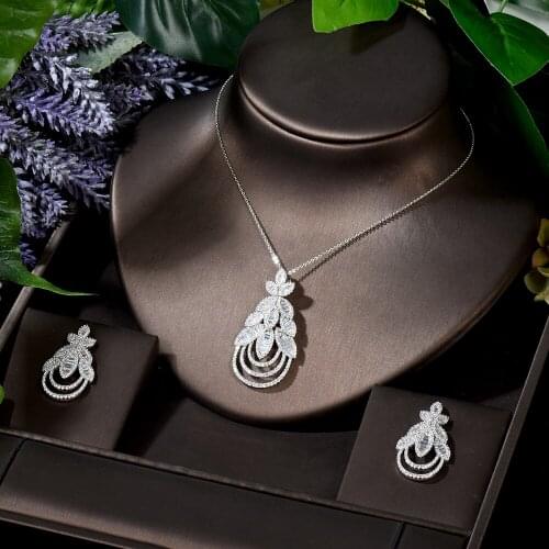 HIBRIDE New Fashion 2PCS Necklace and Earring Set Cubic Zirconia Jewelry Set for Women Bridal Party Accessories Bijoux N-1671