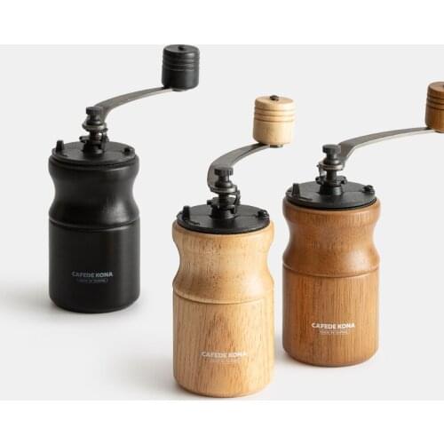 CAFEDEKONA Manual coffee grinder solid wood grinder cast steel cast iron burrs Hand grinder coffee beans mill capacity 20g