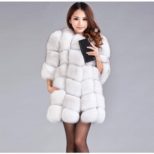 2017 Luxury Ladies' Real Fox Fur Coat Jacket Cotton Lining Winter Women Fur Warm Outerwear Coats Overcoat 1001