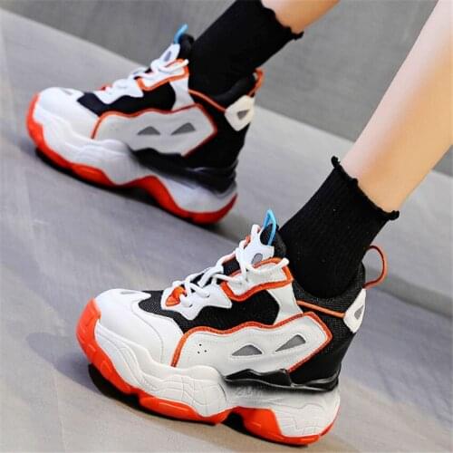 Fashion Sneakers Women Cow Leather Platform Wedge High Heels Ankle Boots Increasing Height Creeper Shoes 34 35 36 37 38 39