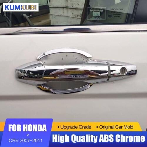 KUMIKUBI Car Door Handle Frame Sticker Fit For Honda CR-V CRV 2007 2008 2009 2010 2011 Car Styling Chrome Carbon Cover Catch Cap