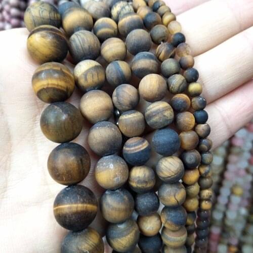 Natural Stone Dull Polish Matte Tiger Eye Round Bead For Jewelry Making Charm DIY Bracelet Necklace Accessories 4 6 8 10 12mm