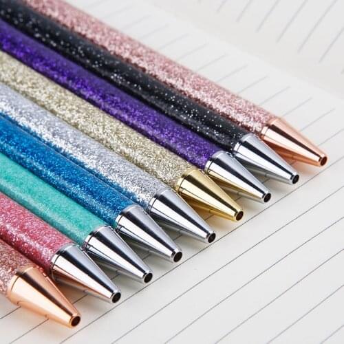 Luxury Metal Ballpoint Pen 1.0mm Glitter Oil Flow Pens Office Supplies School Stationery Dropship