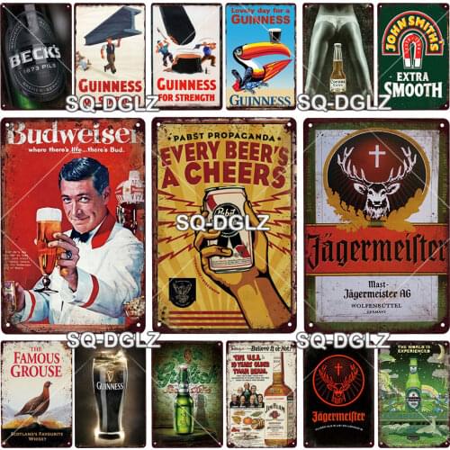 Beer Metal Sign Whiskey Plaque Metal Vintage Tin Sign Metal Poster Wall Decor for Bar Pub Man Cave Decorative Plate Poster