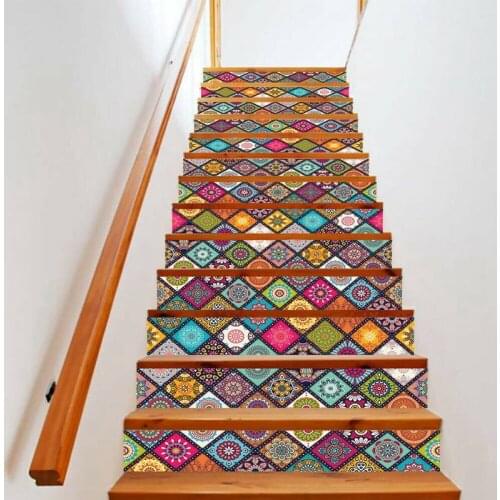 MLGB 6Pcs Staircase Stair Riser Floor Sticker DIY Wall Decal Fashion Stairs Decal Home Decor