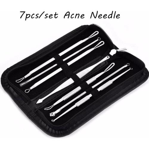 7Pcs Stainless Steel Blackhead Remover Tool Kit Comedone Acne Needle Clip Pimple Tweezer Blemish Face Skin Care Tool 40#713