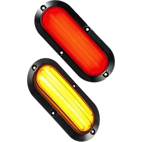 Feedopal New 2PCS Red Amber Two-Color 74LED Modified Truck Flashing Water Steering Tail Lights Suitable For Various Car Models