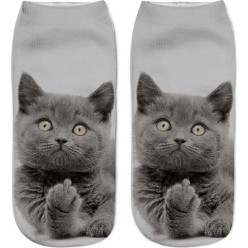 2020 Ins New 3D Print Funny Cute Cartoon Kitten Unisex Short Socks Creative Multiple Cat Face Happy Low Ankle Socks For Women