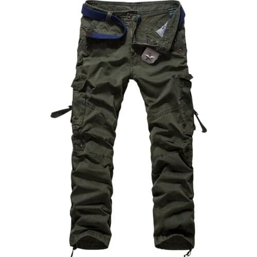 New Multi-Pockets Mens Camouflage Overalls Pants Mid-Rise Design Casual Trousers