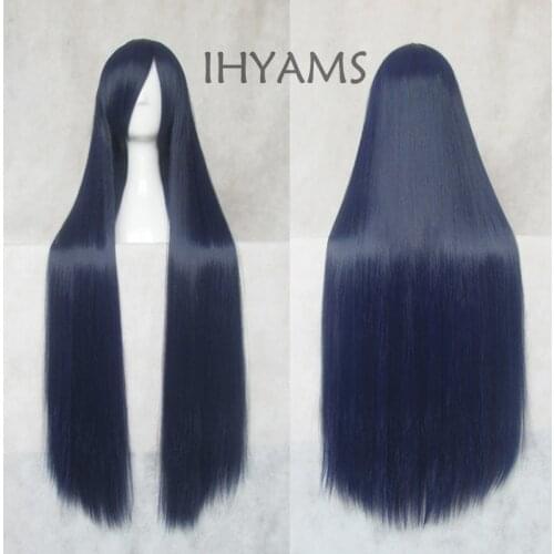 Kuroyuki hime 100cm Blue Black Fusion Long Straight Hair Heat Resistance Cosplay Costume Wig + Wig Cap