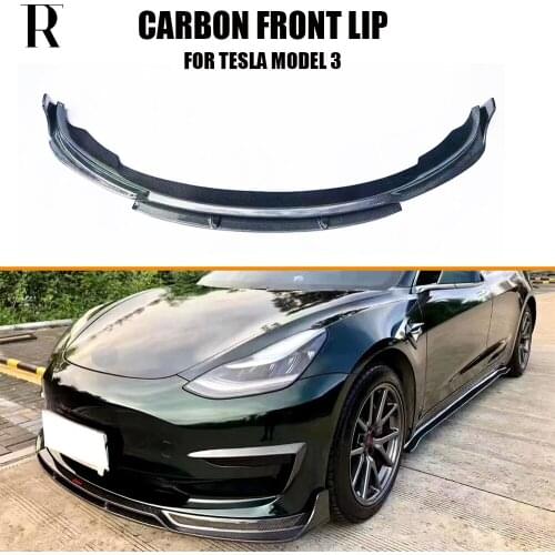 Full Carbon Fiber Front Bumper Chin Lip for Tesla Model 3 2017UP CMST Style
