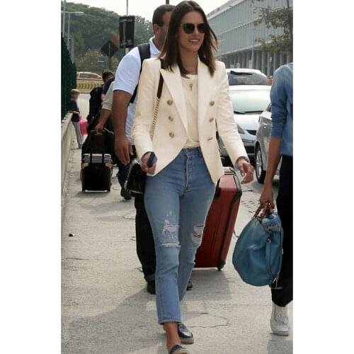 Suit jacket fashion high quality temperament commuter jacket metal lion head buckle double-breasted elegant small suit