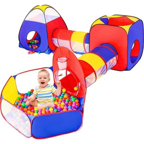 5pc Portable kids Playhouse Pop up Play Tents Tunnel With Ball Pit Games for Children Boys Girls Toy Tent Outdoor&Indoor Castle