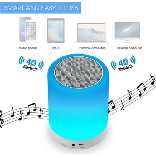 Portable Bluetooth Speaker Wireless Player Pat Light Speaker TF Bedside Night Support LED AUX Lamp Colorful Table Light T3H1